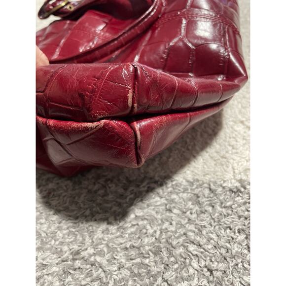 MAXX New York Embossed Aligator Croc Leather Satchel Handbag Shoulder Bag Red - Picture 10 of 10